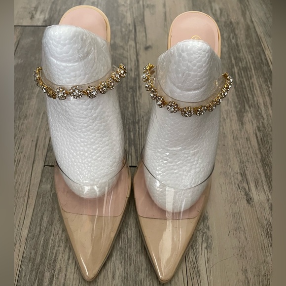 Sale!! 🔥🔥🔥 Mata Clear Pointed Toe Heels with Bling Strap Size 8 - Picture 3 of 6
